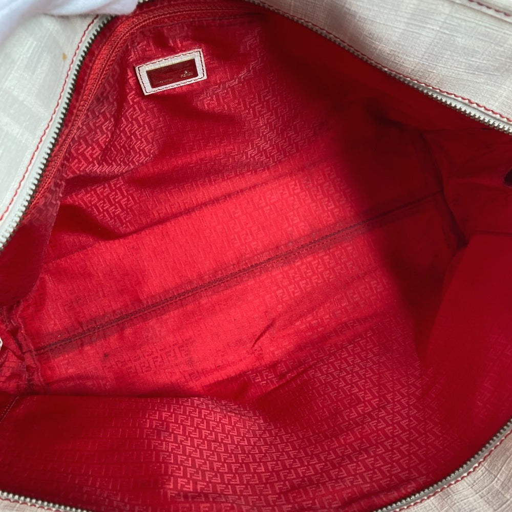 FENDI ズッカ ロゴ カバン 肩掛け トートバッグ ショルダーバッグ PVC/レザー ユニセックス ホワイト