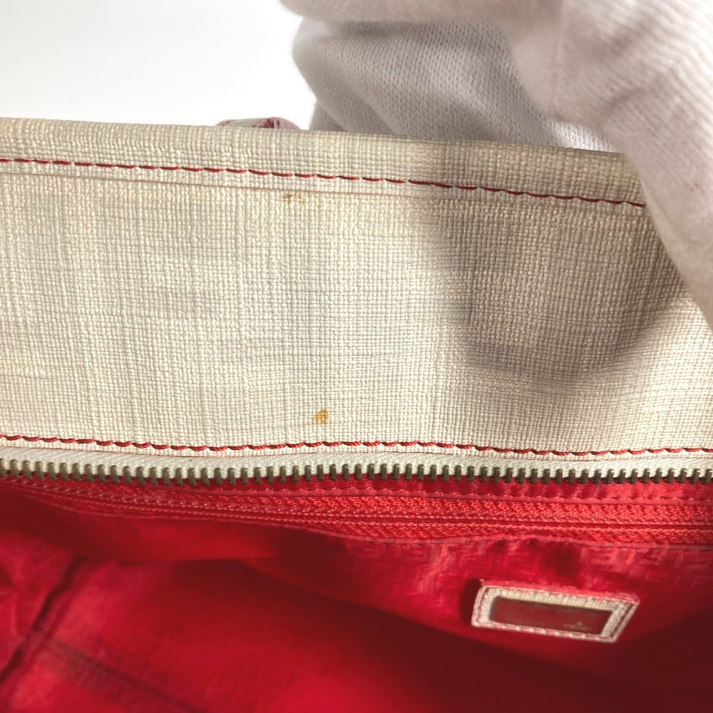 FENDI ズッカ ロゴ カバン 肩掛け トートバッグ ショルダーバッグ PVC/レザー ユニセックス ホワイト