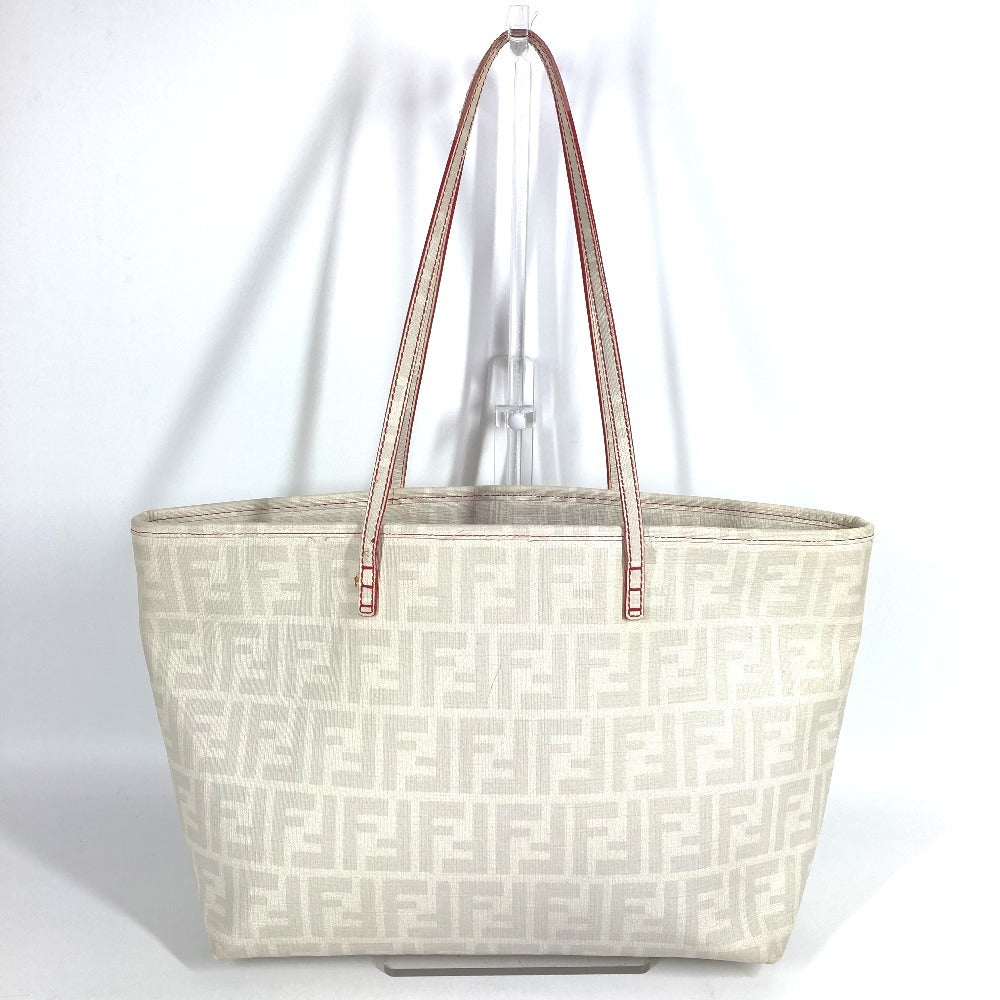 FENDI ズッカ ロゴ カバン 肩掛け トートバッグ ショルダーバッグ PVC/レザー ユニセックス ホワイト