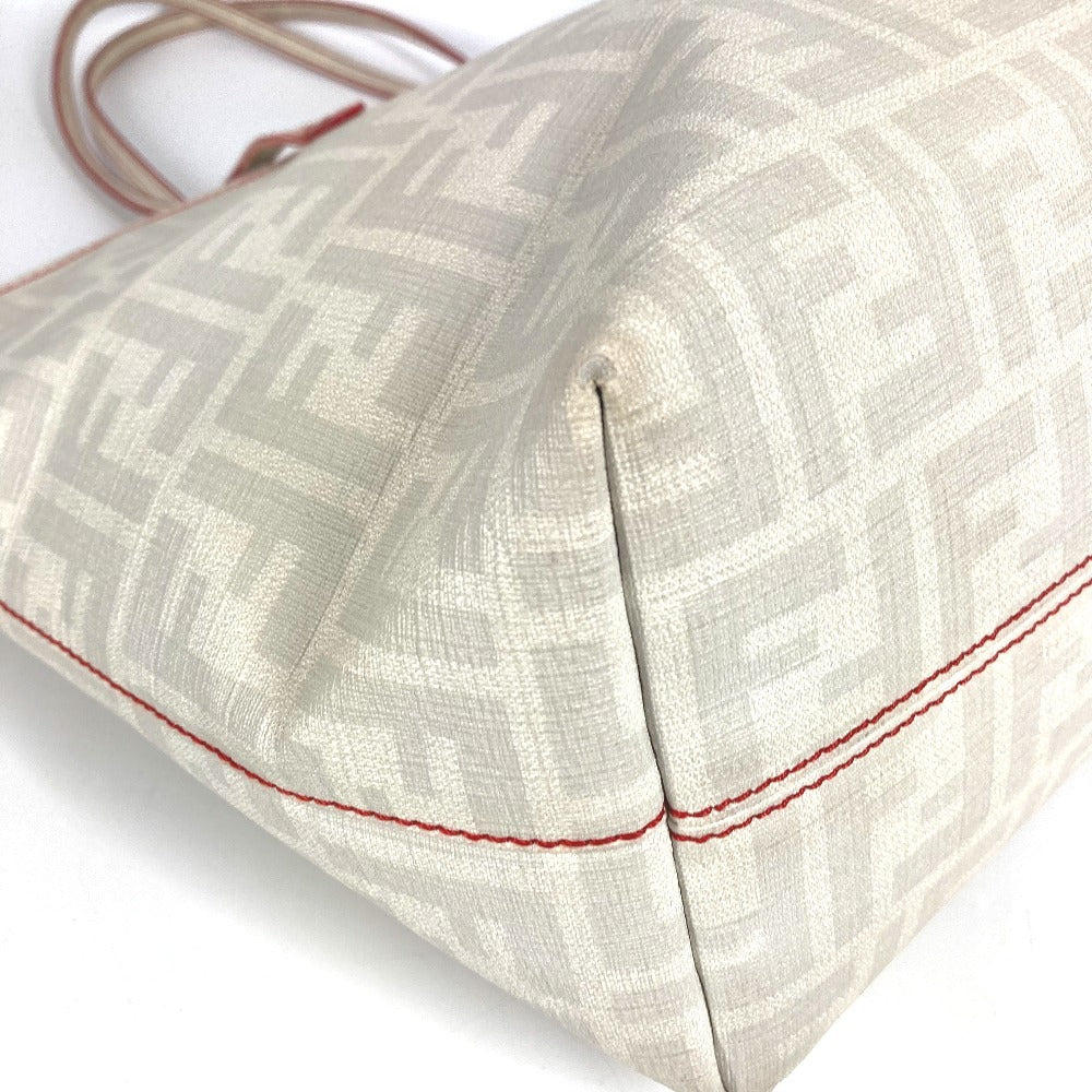 FENDI ズッカ ロゴ カバン 肩掛け トートバッグ ショルダーバッグ PVC/レザー ユニセックス ホワイト