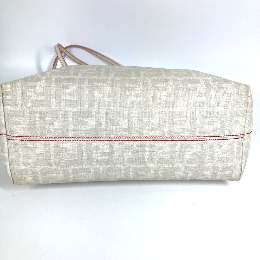 FENDI ズッカ ロゴ カバン 肩掛け トートバッグ ショルダーバッグ PVC/レザー ユニセックス ホワイト