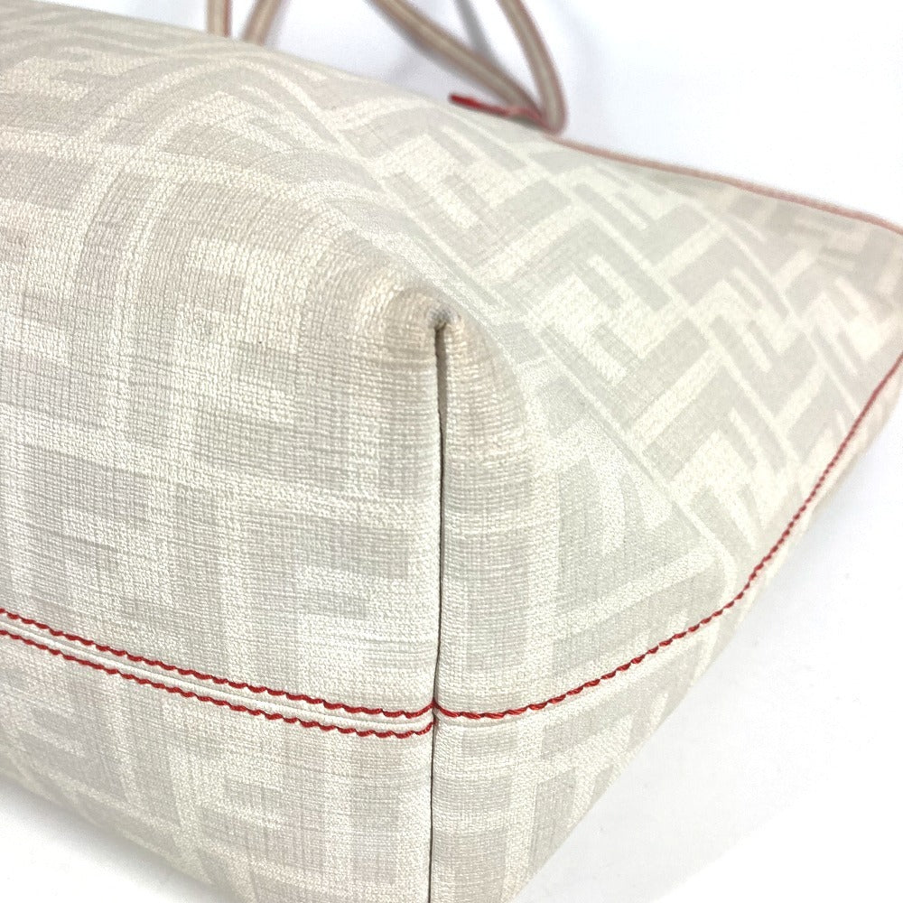 FENDI ズッカ ロゴ カバン 肩掛け トートバッグ ショルダーバッグ PVC/レザー ユニセックス ホワイト