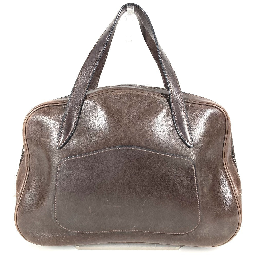 HERMES ヴィンテージ ドーハ ミニボストンバッグ カバン ブラウン ハンドバッグ レザー ユニセックス ダークブラウン