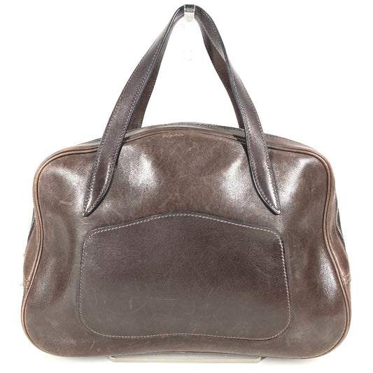 HERMES ヴィンテージ ドーハ ミニボストンバッグ カバン ブラウン ハンドバッグ レザー ユニセックス ダークブラウン