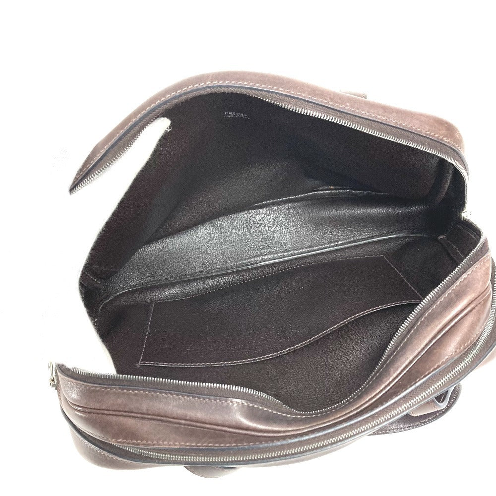 HERMES ヴィンテージ ドーハ ミニボストンバッグ カバン ブラウン ハンドバッグ レザー ユニセックス ダークブラウン