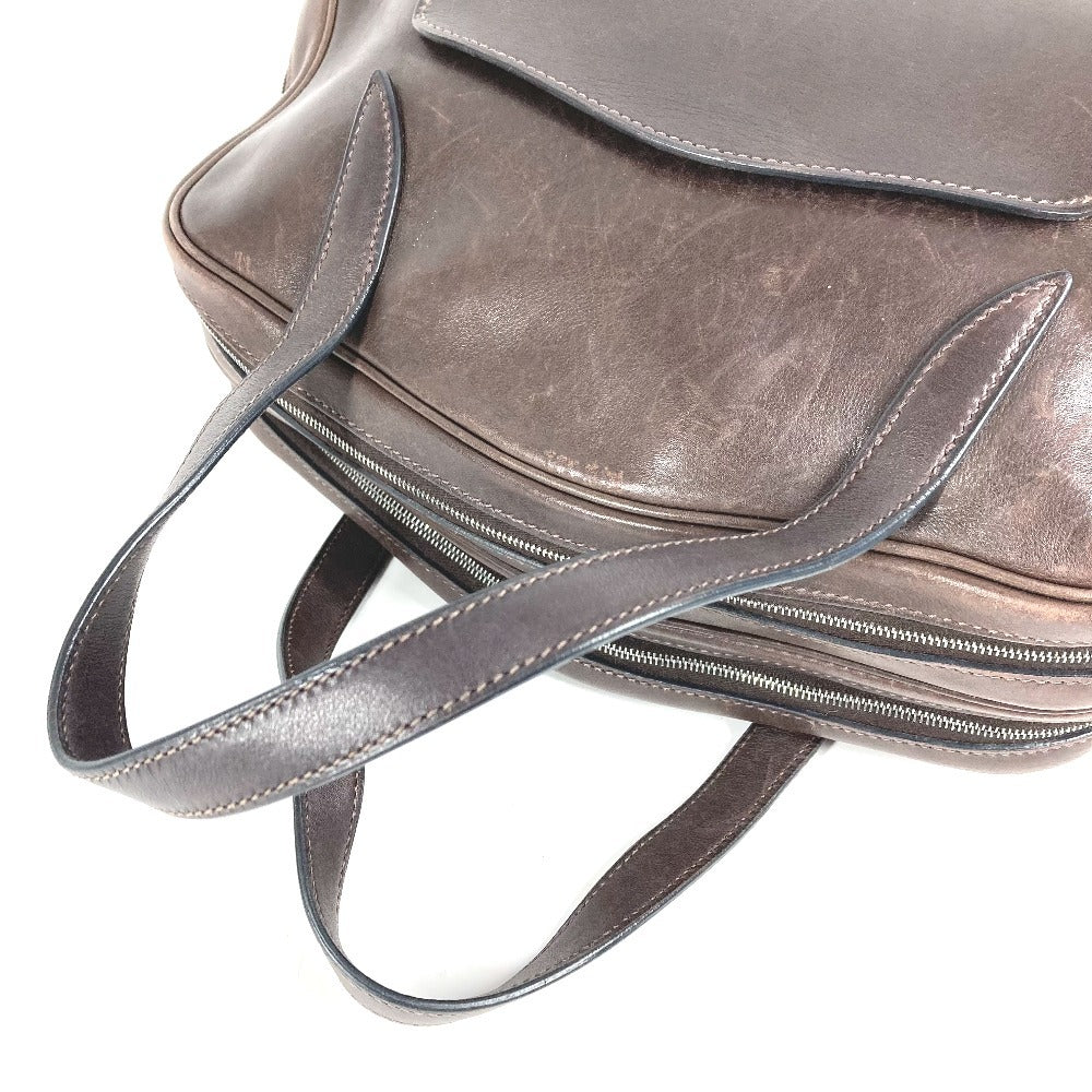 HERMES ヴィンテージ ドーハ ミニボストンバッグ カバン ブラウン ハンドバッグ レザー ユニセックス ダークブラウン