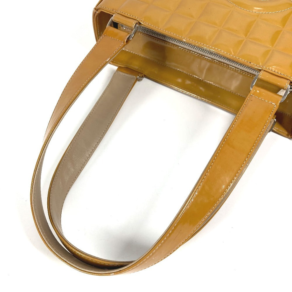 Vintage CHANEL CC Coco Mark Logo Chocolate Bar Handbag/Tote/Shoulder Bag in Patent Leather, Beige