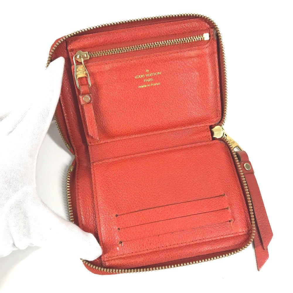 LOUIS VUITTON M60295 Monogram Empreinte Portefeuille Scalette Compact Wallet, Round Zipper Bifold Wallet, Monogram Empreinte Leather, Unisex, Oriane, Red