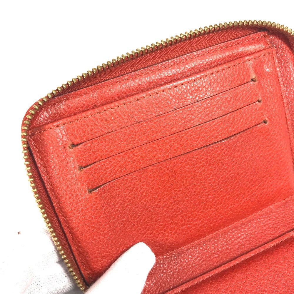 LOUIS VUITTON M60295 Monogram Empreinte Portefeuille Scalette Compact Wallet, Round Zipper Bifold Wallet, Monogram Empreinte Leather, Unisex, Oriane, Red