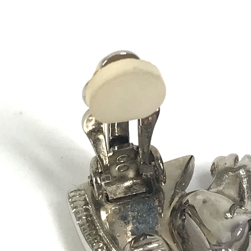 HERMES Cheval Horse Logo Earrings, Metal, Silver, for Women