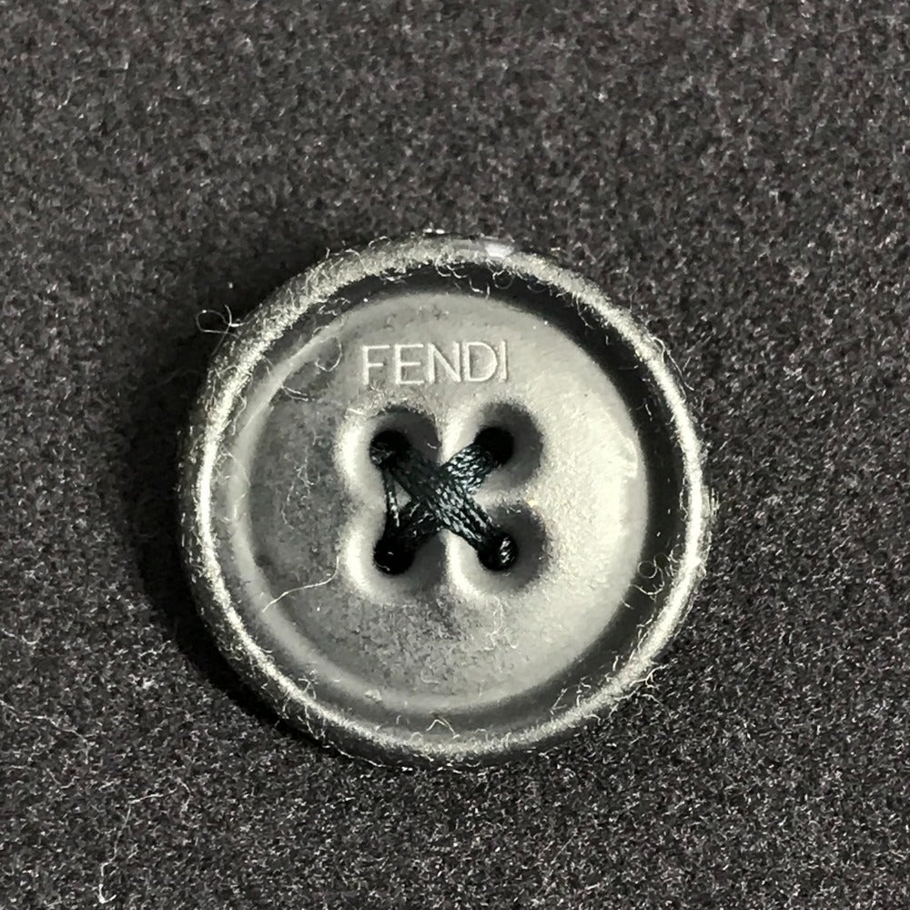 FENDI FF0209 フード付き フーディー ムートン ファー付き ポケット コート アパレル アウター 長袖 ロングコート ウール メンズ ネイビー