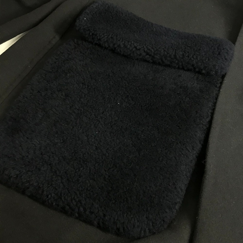 FENDI FF0209 フード付き フーディー ムートン ファー付き ポケット コート アパレル アウター 長袖 ロングコート ウール メンズ ネイビー