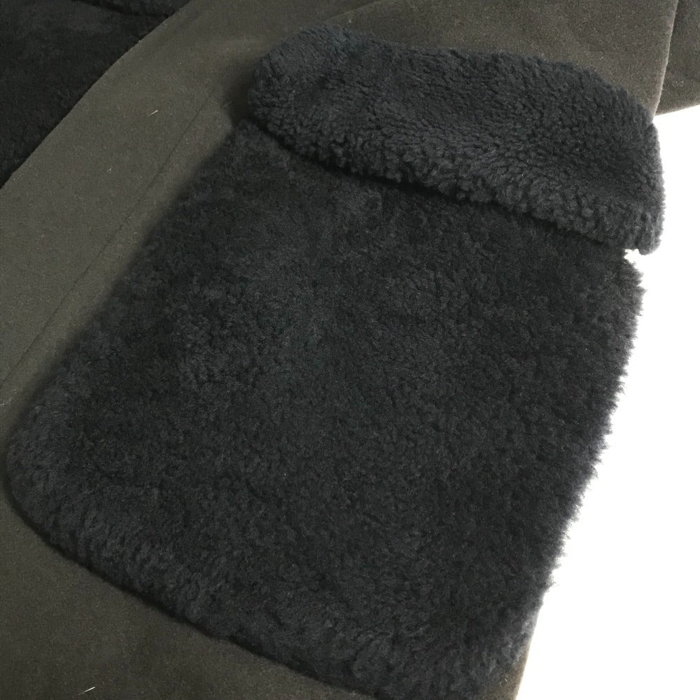 FENDI FF0209 フード付き フーディー ムートン ファー付き ポケット コート アパレル アウター 長袖 ロングコート ウール メンズ ネイビー