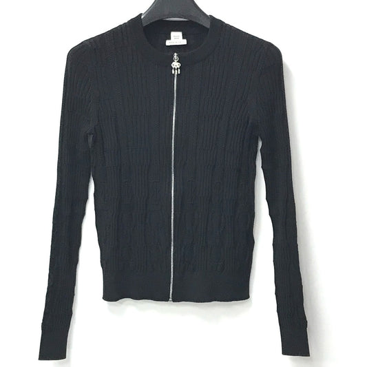 HERMES 25SS モルス ア ジュエ アパレル アウター 長袖 銜 ロゴ カーディガン シルク レディース ブラック