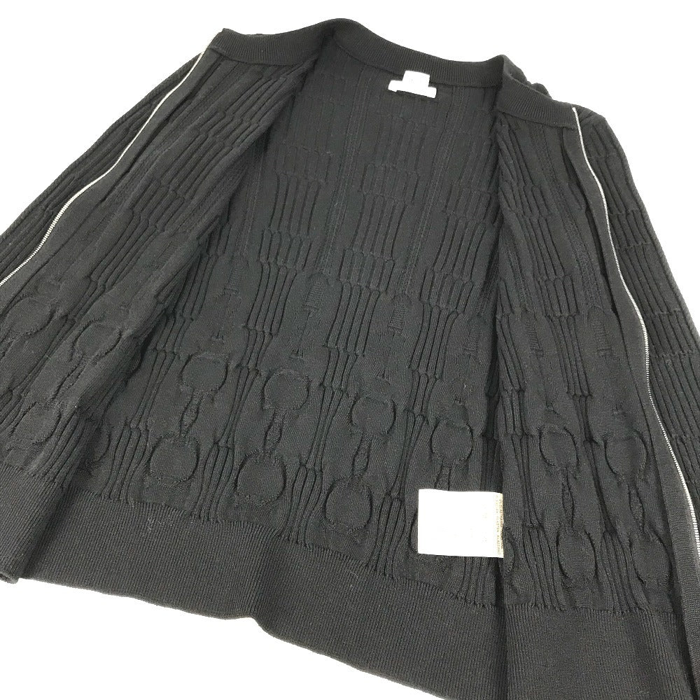 HERMES 25SS モルス ア ジュエ アパレル アウター 長袖 銜 ロゴ カーディガン シルク レディース ブラック
