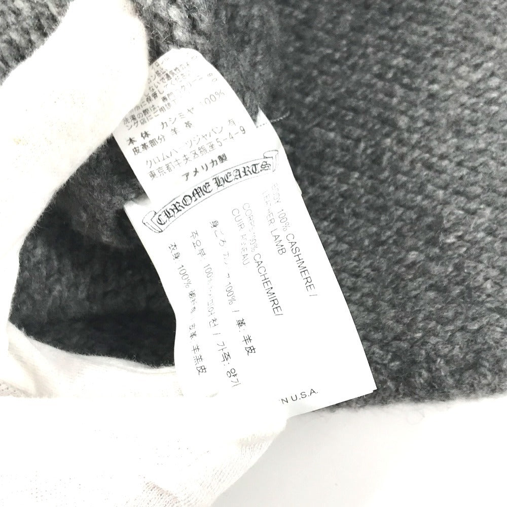 CHROME HEARTS Hoodie Parka Leather Patch Leather Tag Cross Apparel long sleeves knit Cashmere gray/Black Used
