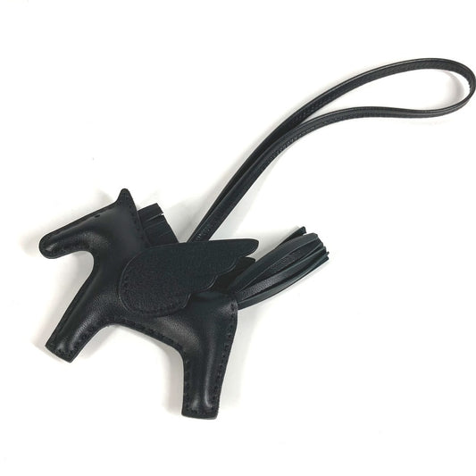 HERMES 馬 オールブラック キーホルダー ロデオ ペガサスPM ロデオペガサス PM バッグチャーム ソーブラック チャーム アニョーミロ ユニセックス ブラック