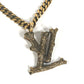LOUIS VUITTON MP2780 LV Logo Vintage Pendant Necklace in LV Wood, Unisex, Gold