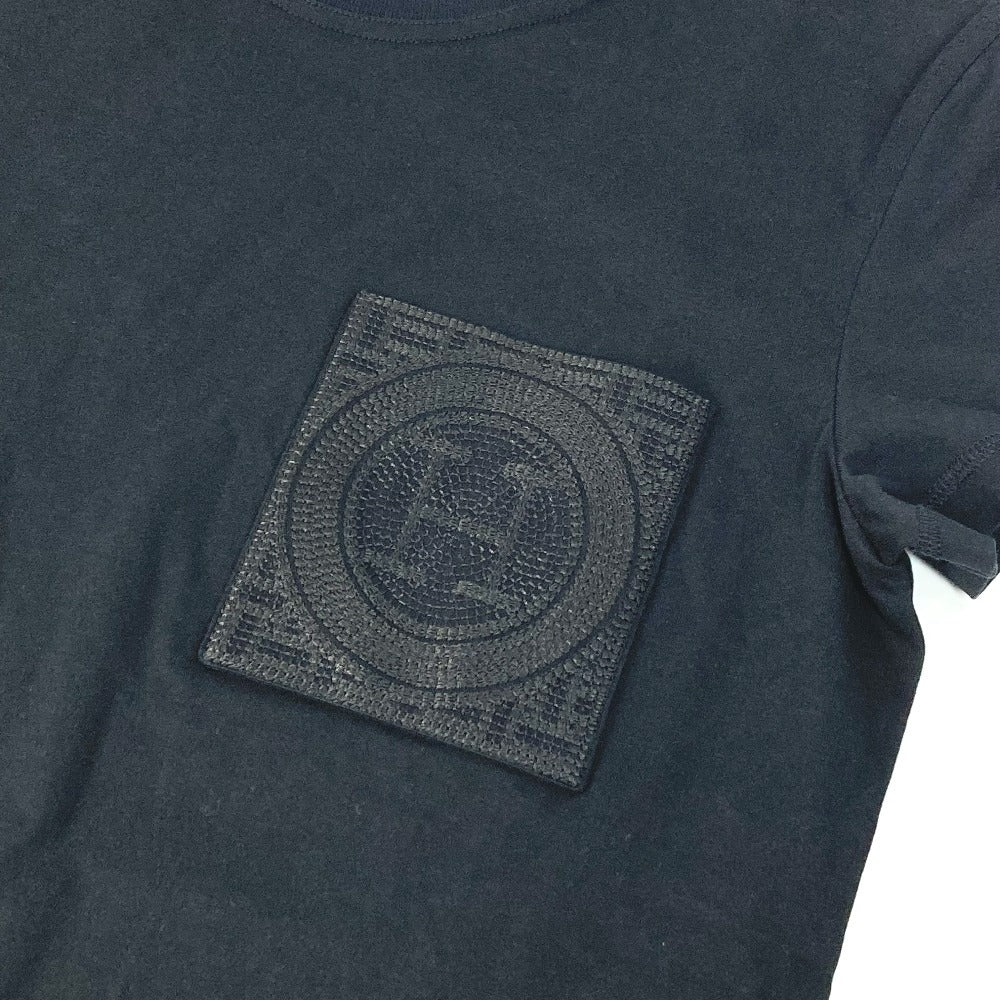 HERMES 半袖 シャツワンピ 刺繍入り モザイク Hロゴ ポケット アパレル Tシャツワンピース ラウンドネック ワンピース コットン レディース ブラック