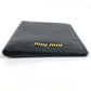 MIUMIU 5MD001 Business Card Holder, Pass Case, Logo, Bifold, Stationery, Card Case, Leather, Women's, Black