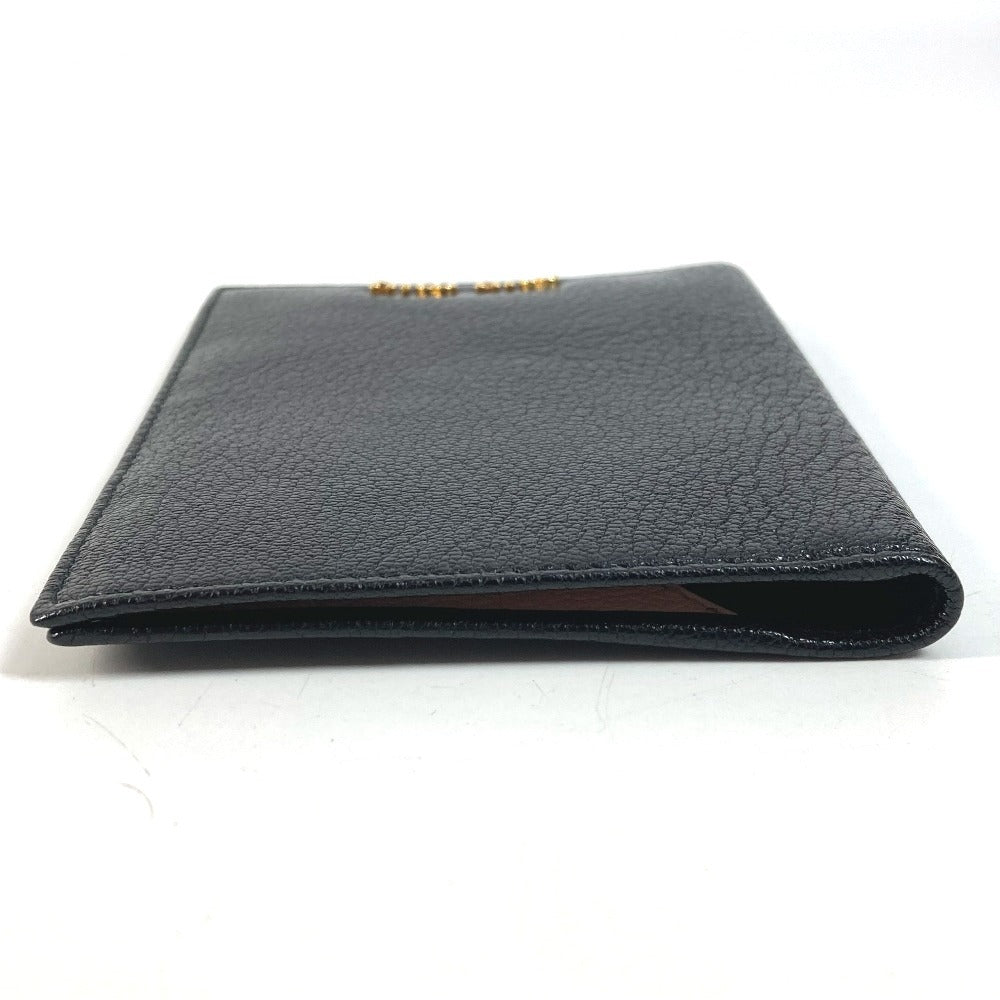 MIUMIU 5MD001 Business Card Holder, Pass Case, Logo, Bifold, Stationery, Card Case, Leather, Women's, Black
