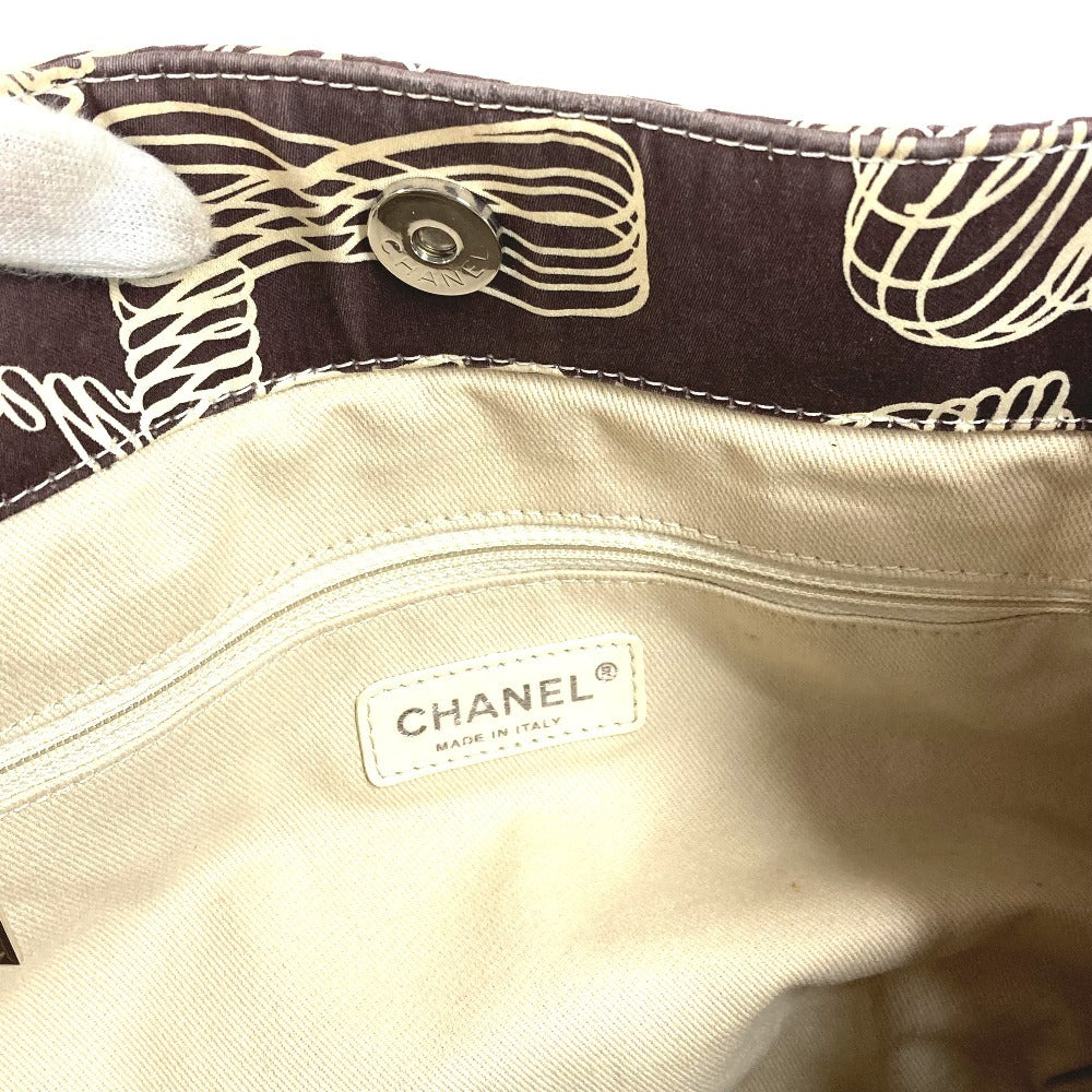 CHANEL Vintage CC Coco Mark Logo Quilted Tote Bag with Double Chain Shoulder Bag, Canvas, Women's, Brown