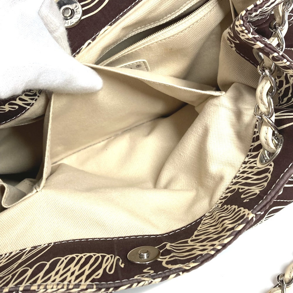 CHANEL Vintage CC Coco Mark Logo Quilted Tote Bag with Double Chain Shoulder Bag, Canvas, Women's, Brown
