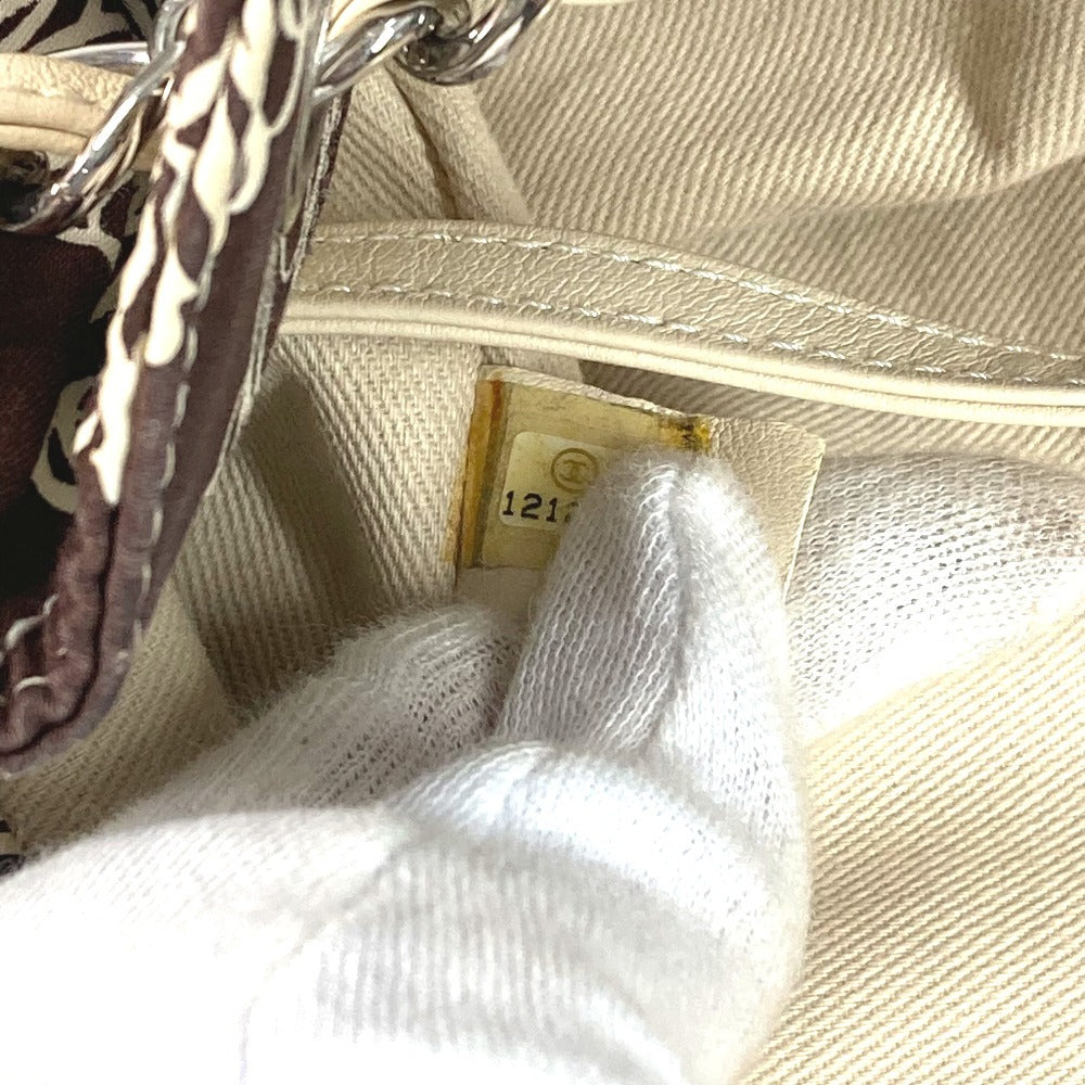 CHANEL Vintage CC Coco Mark Logo Quilted Tote Bag with Double Chain Shoulder Bag, Canvas, Women's, Brown
