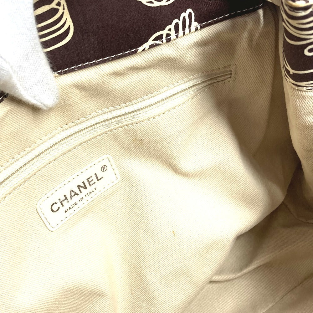 CHANEL Vintage CC Coco Mark Logo Quilted Tote Bag with Double Chain Shoulder Bag, Canvas, Women's, Brown