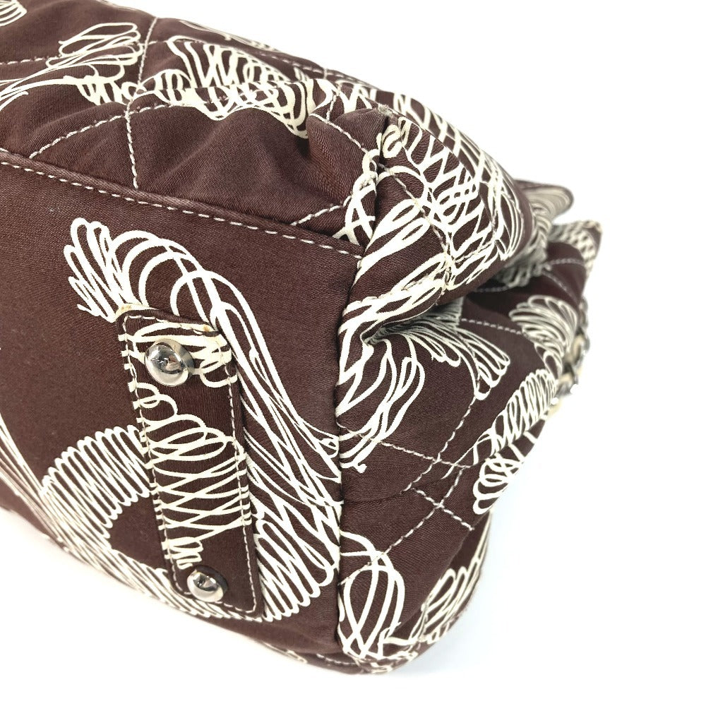 CHANEL Vintage CC Coco Mark Logo Quilted Tote Bag with Double Chain Shoulder Bag, Canvas, Women's, Brown