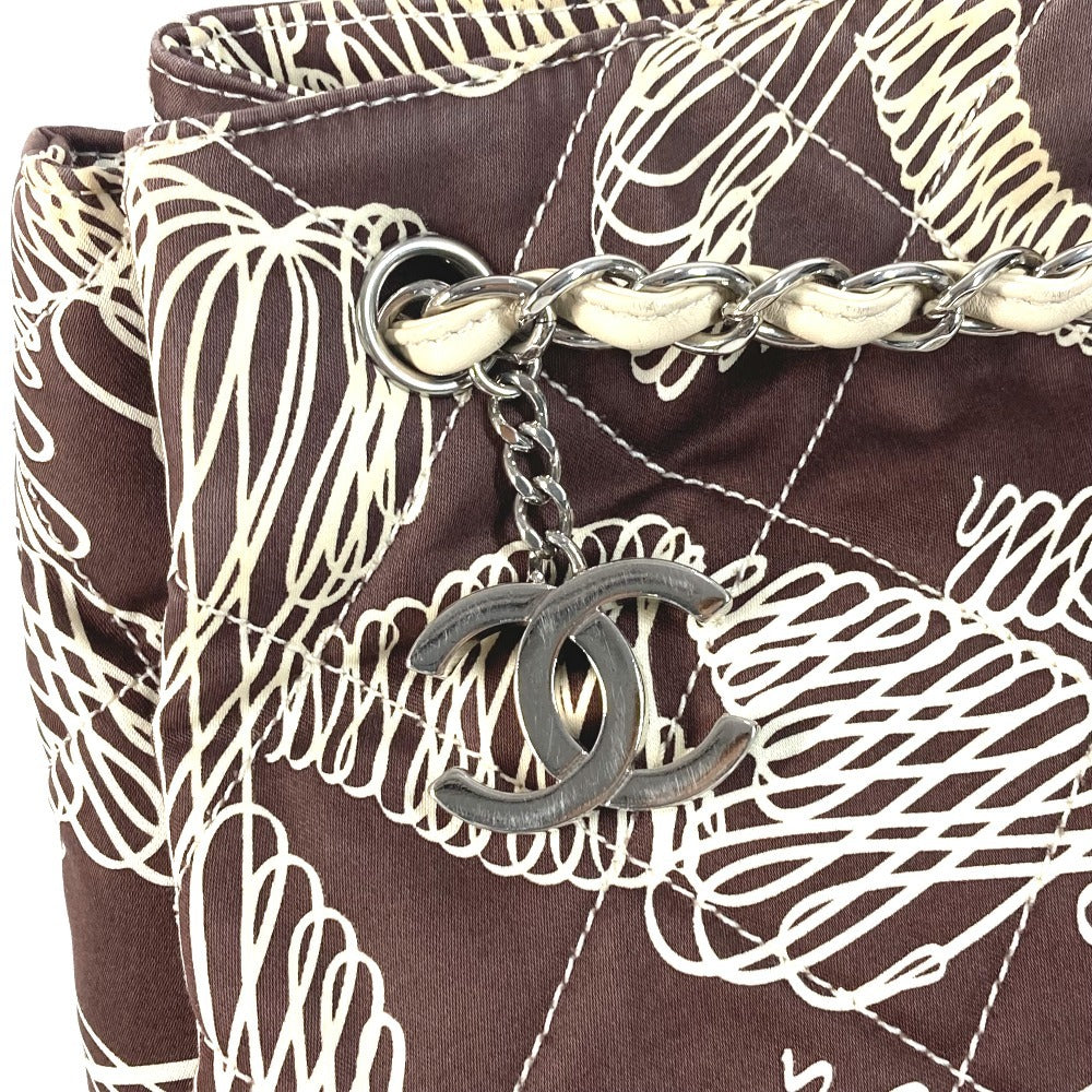 CHANEL Vintage CC Coco Mark Logo Quilted Tote Bag with Double Chain Shoulder Bag, Canvas, Women's, Brown