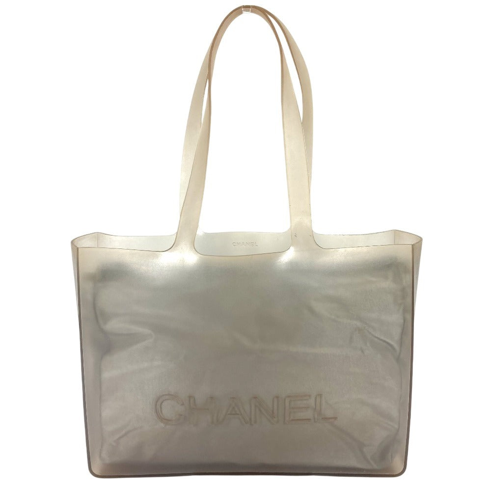 CHANEL ロゴ ポーチ付き カバン トートバッグ ビーチバッグ ショルダーバッグ ラバー ユニセックス グレー