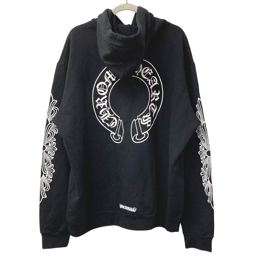 CHROME HEARTS トレーナー スウェット 長袖 SWTSHRT HD PLVR フレア ロゴ ホースシュー アパレル フーディー フード パーカー コットン メンズ ブラック