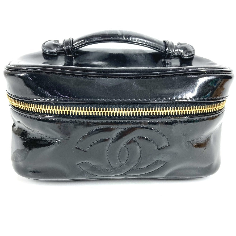 CHANEL モノグラム バニティバッグ CC ココマーク ロゴ カバン ハンドバッグ ハンドバッグ エナメル レディース ブラック