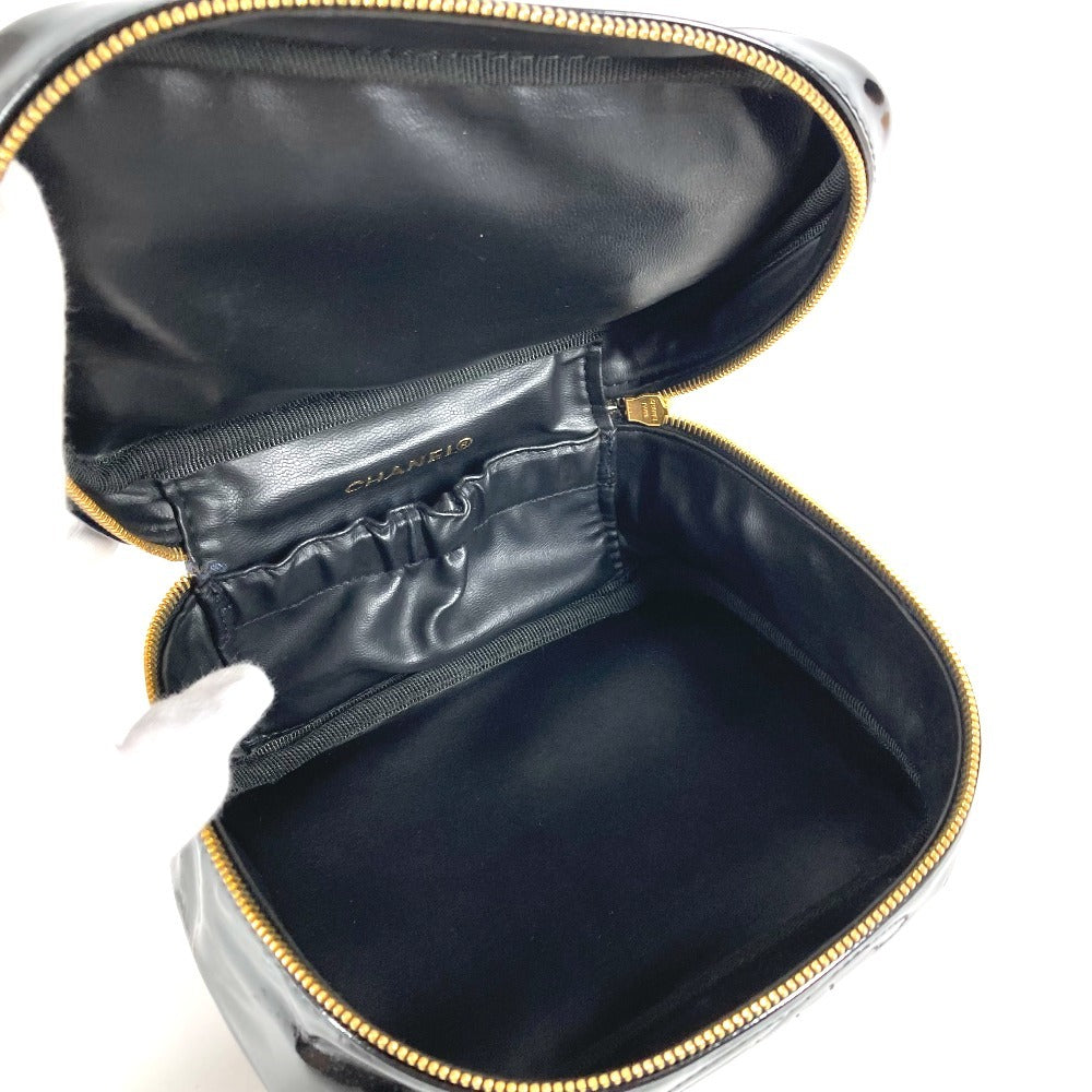 CHANEL モノグラム バニティバッグ CC ココマーク ロゴ カバン ハンドバッグ ハンドバッグ エナメル レディース ブラック