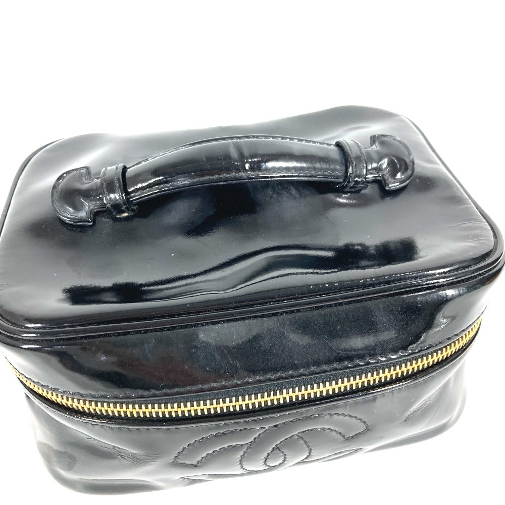 CHANEL モノグラム バニティバッグ CC ココマーク ロゴ カバン ハンドバッグ ハンドバッグ エナメル レディース ブラック