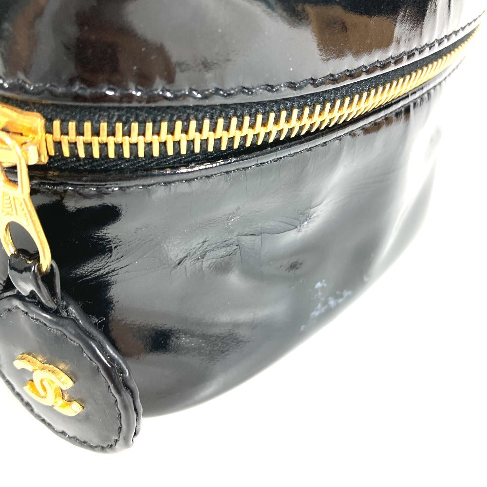 CHANEL モノグラム バニティバッグ CC ココマーク ロゴ カバン ハンドバッグ ハンドバッグ エナメル レディース ブラック