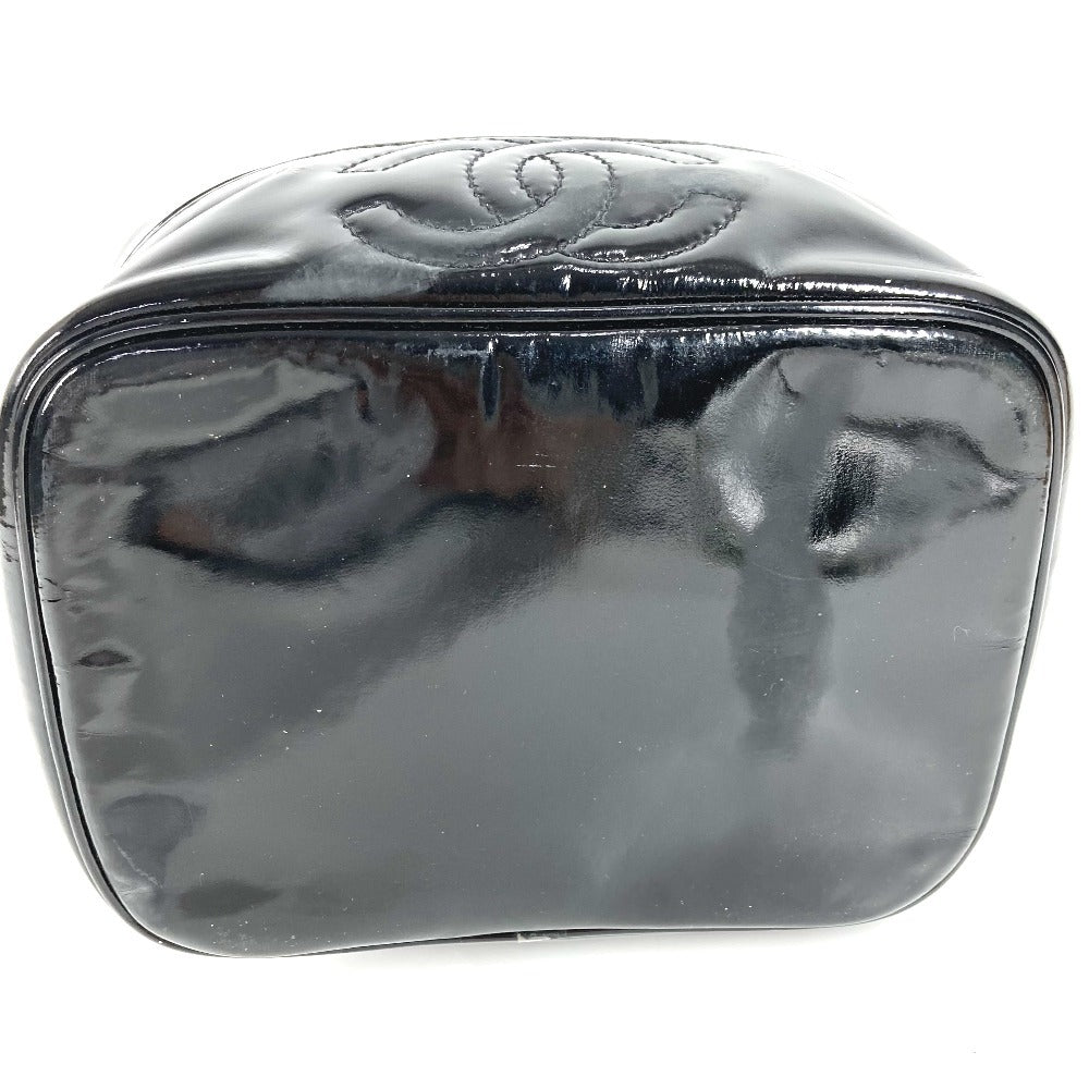 CHANEL モノグラム バニティバッグ CC ココマーク ロゴ カバン ハンドバッグ ハンドバッグ エナメル レディース ブラック