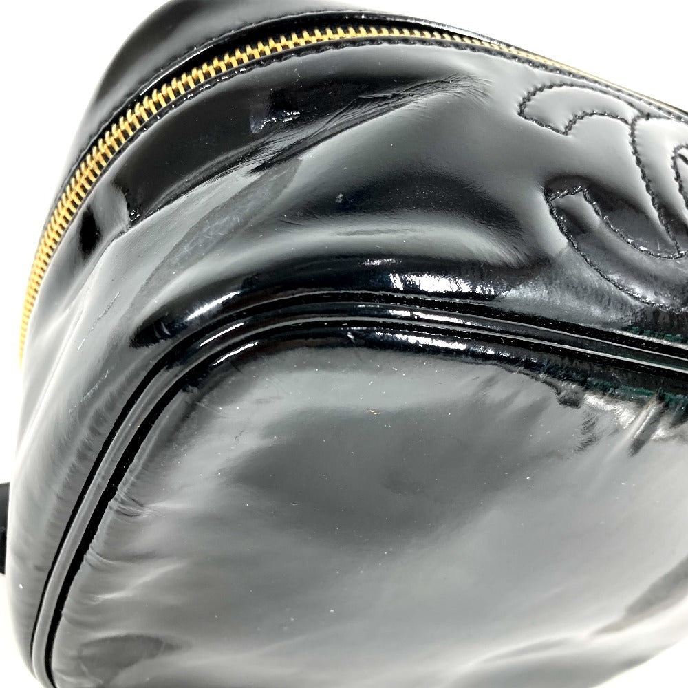 CHANEL モノグラム バニティバッグ CC ココマーク ロゴ カバン ハンドバッグ ハンドバッグ エナメル レディース ブラック