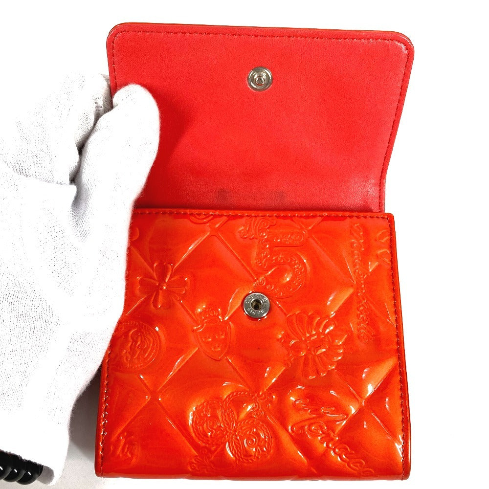 CHANEL NO5 ロゴ リボン アイコン 財布 コンパクトウォレット 3つ折り財布 パテントレザー ユニセックス レッド系