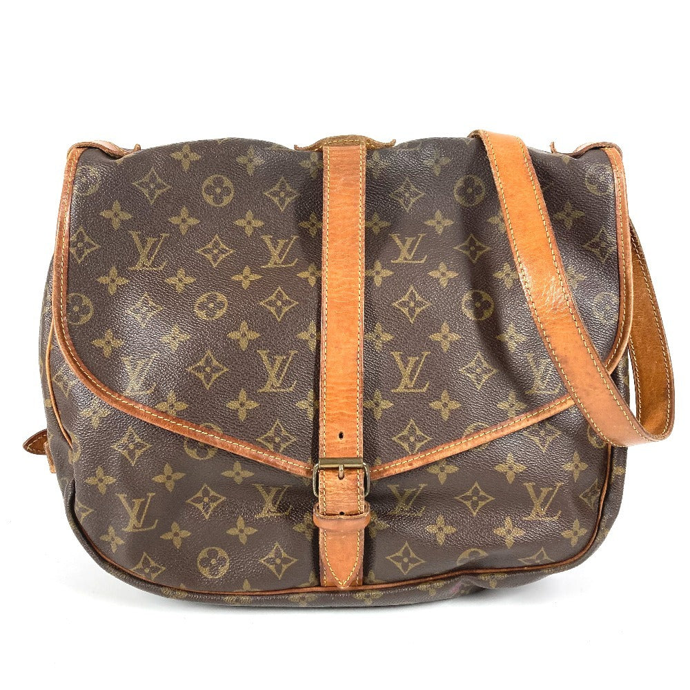 LOUIS VUITTON M42254 Monogram Saumur 35 Crossbody Flap Shoulder Bag in Monogram Canvas, Unisex, Brown