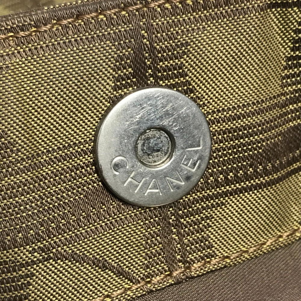 CHANEL ニュートラベルライン フラット トートバッグ フラットショッパー カバン 縦型トート ハンドバッグ ナイロン/レザー ユニセックス カーキ