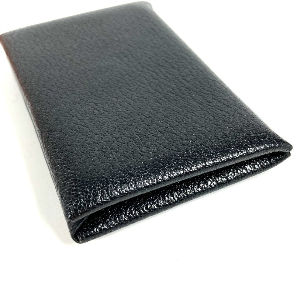 HERMES パスケース 小銭入れ 財布 カルヴィ シルバー金具 小物 二つ折り カードケース 名刺入れ コインケース シェーブル ユニセックス ブラック