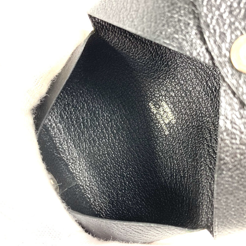 HERMES パスケース 小銭入れ 財布 カルヴィ シルバー金具 小物 二つ折り カードケース 名刺入れ コインケース シェーブル ユニセックス ブラック