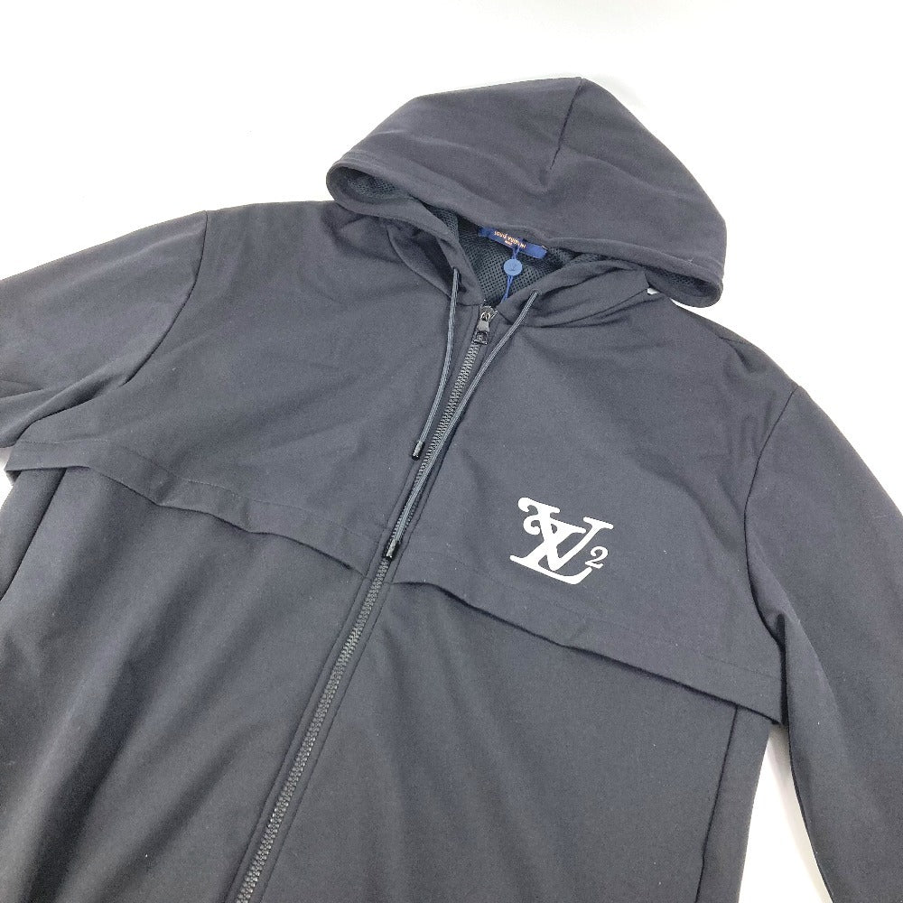 LOUIS VUITTON NIGO ニゴ メッシュ リフレクティブLVロゴジップアップパーカー フード付き フーディー アパレル 長袖 ジャケット トップス RM202M パーカー ナイロン メンズ ブラック