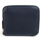 HERMES Azap Silk In Compact Business Card Case, Pass Case, Card Case, Coin Purse, Round Zipper Bifold Wallet, Leather, Unisex, Navy