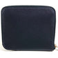 HERMES Azap Silk In Compact Business Card Case, Pass Case, Card Case, Coin Purse, Round Zipper Bifold Wallet, Leather, Unisex, Navy