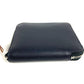 HERMES Azap Silk In Compact Business Card Case, Pass Case, Card Case, Coin Purse, Round Zipper Bifold Wallet, Leather, Unisex, Navy