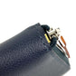 HERMES Azap Silk In Compact Business Card Case, Pass Case, Card Case, Coin Purse, Round Zipper Bifold Wallet, Leather, Unisex, Navy