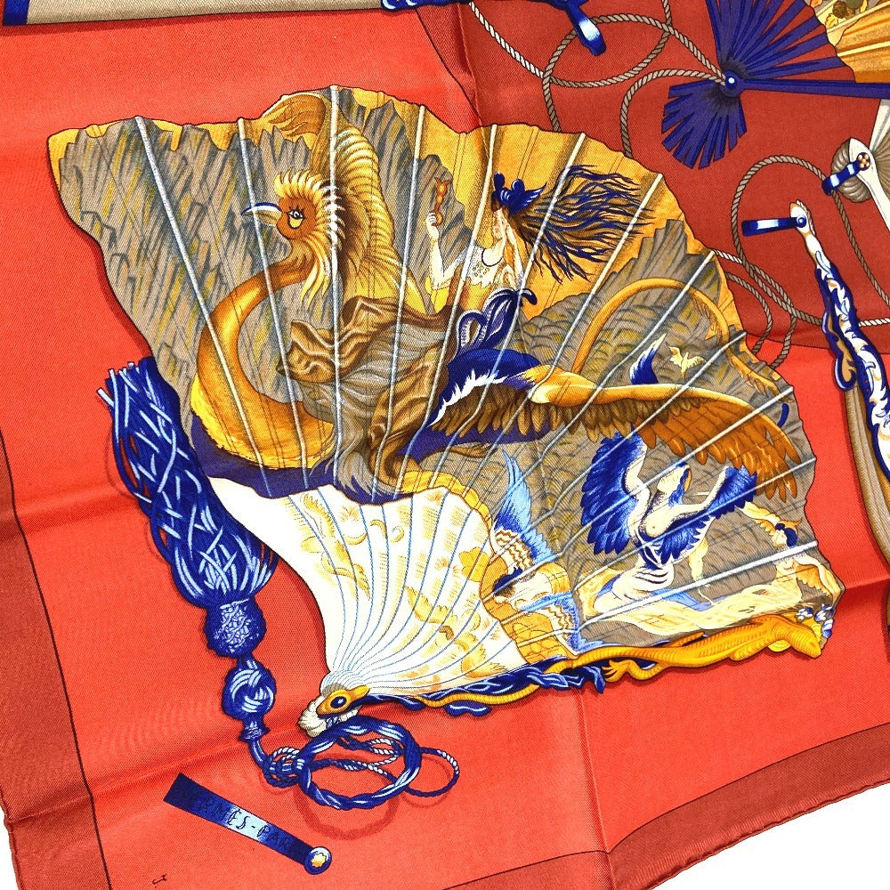 HERMES 扇 和柄 扇子 BRISE DE CHARME 魅惑のそよ風 カレ90 カレ 90 スカーフ シルク ユニセックス マルチカラー